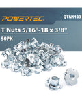 5/16-18 Tee Nuts, 4 Pronged, 50 Pack For Bolts And Stem Casters, Threaded Inserts For Woodworking, furniture and rock climbing holds.