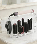 Clear Acrylic 6 Slot Storage Stand For Dyson Airwrap Accessories All In One Countertop Organizer on bathroom vanity