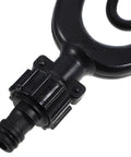 Close-up of Dual Tube Outboard Engine Flusher for Boats and Yachts, Dockside Pro Grade Marine Motor Cleaner connector, black material