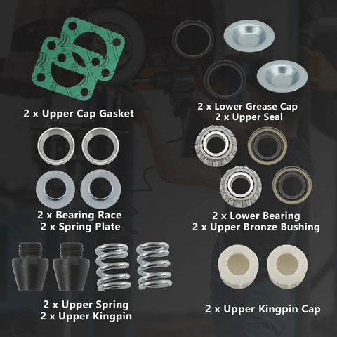 Heavy Duty Dana 60 King Pin Rebuild Kit Direct Swap For Chevy Dodge Ford Trucks Replace Oem Numbers 706395x 37302 37307 41886 Kill Wheel Slop And Ride Smooth