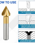 Instructions for using Slick And Sharp 60 Degree Countersink Drill Bit 16.5mm Premium Cobalt Steel Single Flute Cutter.