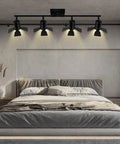 Dope Black Track Lighting Kit With Rotatable Heads For Ceiling Vintage Industrial Spotlight Style in bedroom setting