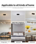 Modern Black Wave Linear Pendant Light With Remote Dimmable 55W LED Chandelier displayed in living room, bedroom, and kitchen settings.