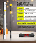 Golf Grip Trainer And Swing Training Aid For Warm Up And Tempo Control, Right Handed Practice Stick with packaging details