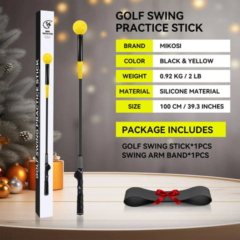 Golf Grip Trainer And Swing Training Aid For Warm Up And Tempo Control, Right Handed Practice Stick with packaging details