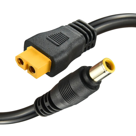XT60 To DC 8mm Charging Cable 5 Ft 14AWG With XT60 Female To DC7909 Male And DC5525 Adapter Dual DC Outputs For RC Cars Portable Power Stations Solar Generators And Solar Panels close-up