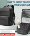 40L Vacuum Compression Travel Backpack With Air Pump For Camping And Hiking, Airtight Moisture Dust Proof Storage, open with pump