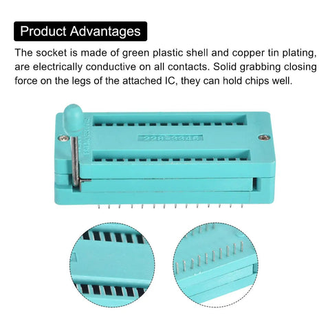 Universal 28 Pin Locking ZIF IC Test Socket With 3mm Pitch For Microcontrollers Chips And Breadboards Ideal For IC Programming