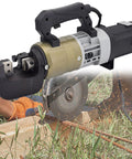 Heavy Duty 1800W Electric Hydraulic Rebar Cutter And Bender Machine for Steel Bars Up To 36Mm in action cutting rebar.