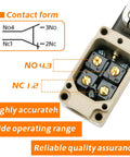 WLCA12-2-Q Adjustable Roller Lever Arm Limit Switch internal wiring with 1 NO 1 NC Contact, suitable for industrial machinery.
