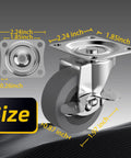 2 Inch Heavy Duty Caster Wheels Set Of 4 With Brakes Locking Swivel Casters With Rubber Wheels For Furniture Carts And Workbenches Durable Industrial Grade Steel Frame size dimensions