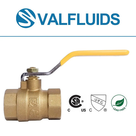 Full Port Forged Lead Free Brass Ball Valve With Female Thread NPT Connector Three Quarter Inch Pro Grade Heavy Duty CSA