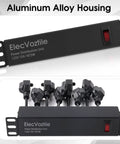 10 Inch Rackmount PDU With 8 Rear Outlets For 6U Plus Server Racks 15A 125V 1875W Power Distribution Unit Front Switch With Auto Overload Protection Keeps Your Cabinet Clean By Placing Cables At The Rear, aluminum housing