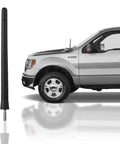 Ford F-150 1997-2004 6.34 Inch Short Antenna Mast Built Tough For All Weather Use Car Wash Proof FM AM Radio Antenna shown next to truck