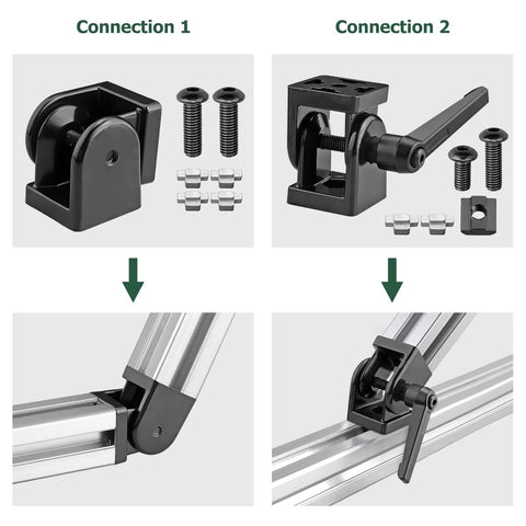Two Pack 4040 Aluminum Angle Connector Joint With 180 Degree Rotation Hinge And Adjustable Clamp Lever For Quick, Easy, Flexible Aluminum Profile Assembly System on 4040 profile