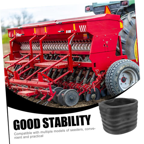 Garden Seeder Roller Replacement For Planters And Ground Spreader Wheel With Rubber Pressure Tire Easy Install Fits Tiller Lawn Spreader And Seeding Equipment Practical Farm Gear Part For Stable Soil Seed Deployment, shown as part of red seeding equipment in farm field.