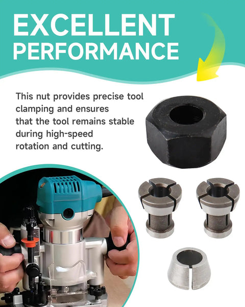 Collet Nut Kit Replacement For Makita Drills And Rotary Tools One Quarter Inch Six Point Three Five Millimeter Six Millimeter Compatible
