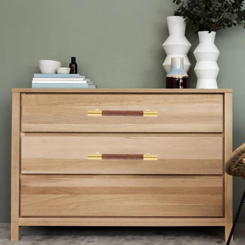 Dresser with Black Walnut Solid Wood Brass Cabinet Pulls 195mm Length 160mm Center Hole Durable Wardrobe Drawer Cupboard Door Hardware