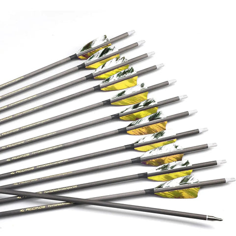 Six Piece 29 Inch 700 Spine Arrow Set With 100 Grain Removable Tips 3 Inch Turkey Feather Fletching Carbon Arrows