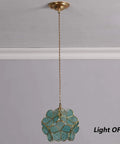 Petals Tiffany Style Stained Glass Ceiling Pendant Light with Eight Inch Lampshade in Textured Aqua Blue cherry blossom finish off.