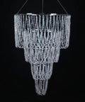 Four Tier Large Wedding Chandelier With Faux Crystal Iridescent Beaded Swag, 24 Inch Wide By 36 Inch Long, Showstopper Centerpiece