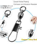 Saltwater Ball Bearing Snap Swivels Kit With Copper Alloy Body And Stainless Rings And Snaps, Beefy Heavy Duty Barrel Tackle Connectors, Black Nickel Finish, 25 Pcs, 23.7 Lb Break Strength, close-up