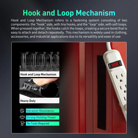 Heavy Duty Hook And Loop Tape With Nasty Strong Adhesive Backing, 1 Inch By 16 Feet Roll, showing hooks and loops mechanism.