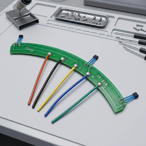 Revamp Your Rig With This Rock Solid Hall Sensor Board 215 PCB Control Module 4.33 Inch, green circuit board with colored wires.