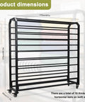 Heavy Duty Commercial Fabric Roll Storage Rack With 16 Adjustable Hanging Rods For Superior Cloth Organization dimensions graphic