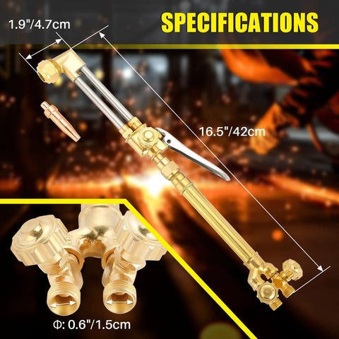 Type Cutting Attachment Torch Handle For Oxygen And Acetylene Cutting And Welding, Medium Duty, product with size details