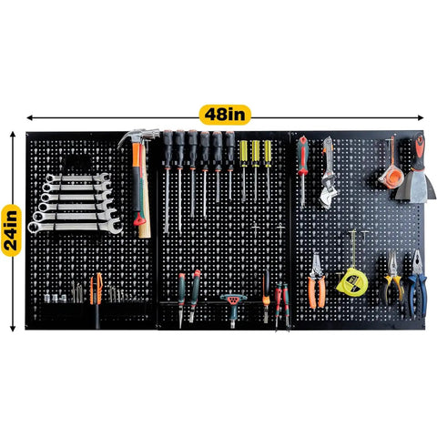 Heavy Duty 4 Foot Metal Pegboard Wall Organizer For Garage Gear And Workshop Tools Featuring Tough As Nails Steel Build And No Hassle Setup To Keep Your Garage Super Sharp And Ready For Any Project