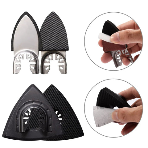 All-In-One Oscillating Tool Sanding Pads Kit With Triangle And Finger Pads, 100-Piece Multitool Sandpaper Pack in use view