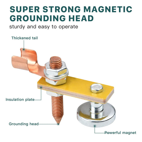 Close-up of Two Piece Magnetic Welding Clamp Set with insulated copper tail and strong suction cups