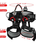 Beefed Up Tree Climbing Harness With Padded Waist And Leg Straps Large Size 300kg Weight Limit 25kN Breaking Strength