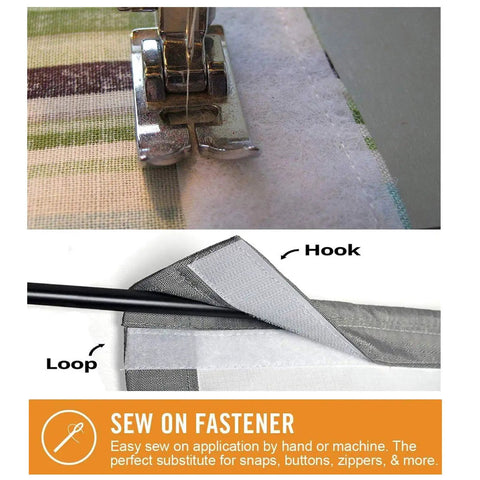 Heavy-Duty Sew-On Hook And Loop Tape Duo - Killer 3/4 Inch White Strips for sewing, showing hook and loop application.