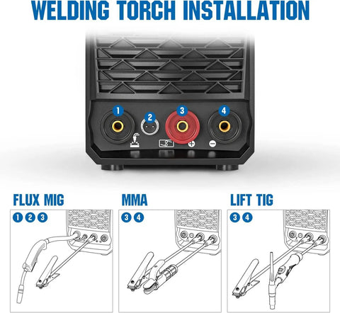 135 Amp 110V 220V Dual Voltage MIG Welder 3 In 1 Flux Core MIG Lift TIG And Stick Portable Welder installation guide