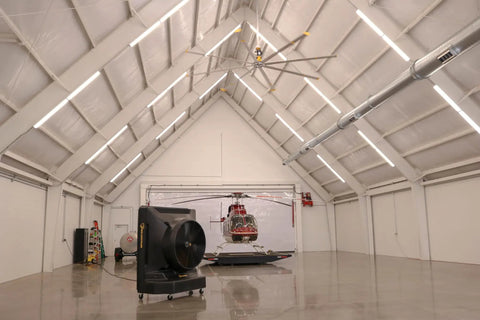 Heavy Duty Portable Swamp Cooler With Killer 36 Inch Fan And 46 Gallon Tank Straight Up Heatwave Buster in spacious garage.