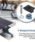 10 Piece Mid Clamp Kit For Solar Panels Compatible With Unistrut Rails 30mm And 35mm Aluminum Brackets shown with screws and nuts