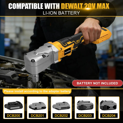 Heavy Duty Right Angle Impact Wrench Compatible With Dewalt 20V Max Cordless in use with sleek design for automotive tasks.