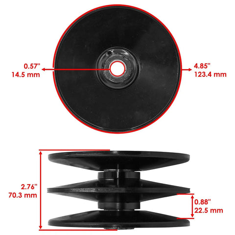 Top Performance Universal Transmission Pulley Fit For Lawn Tractors And Mowers Direct Replacement Drive Part 917-0800A 717-0800AP, black, 123.4mm diameter.