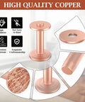 Copper Leather Rivets Kit With Burrs, Setter Tool And Punches, 50 Sets Of Pro Grade Leather Fasteners shown in high-quality copper details.