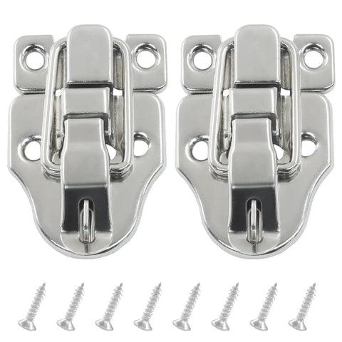 2 Pack Metal Toggle Latch Set With Duckbill Hasp Catch And Padlock Hole Durable Silver Latches for DIY Projects
