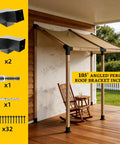 105° angled pergola roof with 15 Degree Pergola Bracket Kit 3 Way Right Corner Wood Brackets For 4x4 Posts DIY set parts