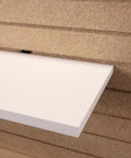 White Melamine Shelf Board Dope Durable Cabinet Replacement Shelf 36 Inch Long 12 Inch Wide For Cabinets Retail Thrift Business Home Or Office Storage Sleek And Sturdy, angled view