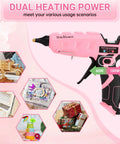 Dual Temp Hot Glue Gun Kit 60W 100W With 15 Glue Sticks displayed with crafts and DIY projects background