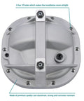 Heavy Duty 8.8 Rear Differential Cover Girdle System For Ford Mustang F150 Bronco Explorer showing cast aluminum construction and 10 bolt holes.