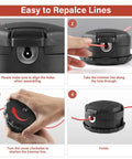 Instructions for replacing line on Three Pack Universal String Trimmer Head Fits Echo Speed Feed 400 And More Weed Eater 3.75 in M10.