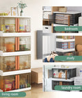 Ultra Large Collapsible Storage Bins With Lids Heavy Duty Plastic Stackable Containers in various home settings for organization.