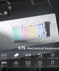 Dope Tri Mode Wireless Mechanical Keyboard With Hot Swappable Prelubed Coconut Switches Gasket Mount RGB Lighting in a 75% layout.