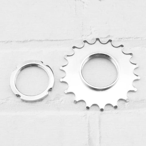 Fixed Gear Bike Sprocket 18T With Lock Ring For Single Speed Riders Heavy Duty Heat Treated No 45 Steel Cog on white background